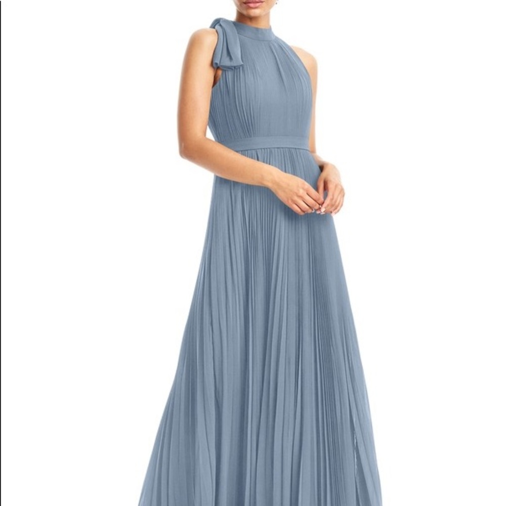 Dusty blue / slate blue floor length dress
